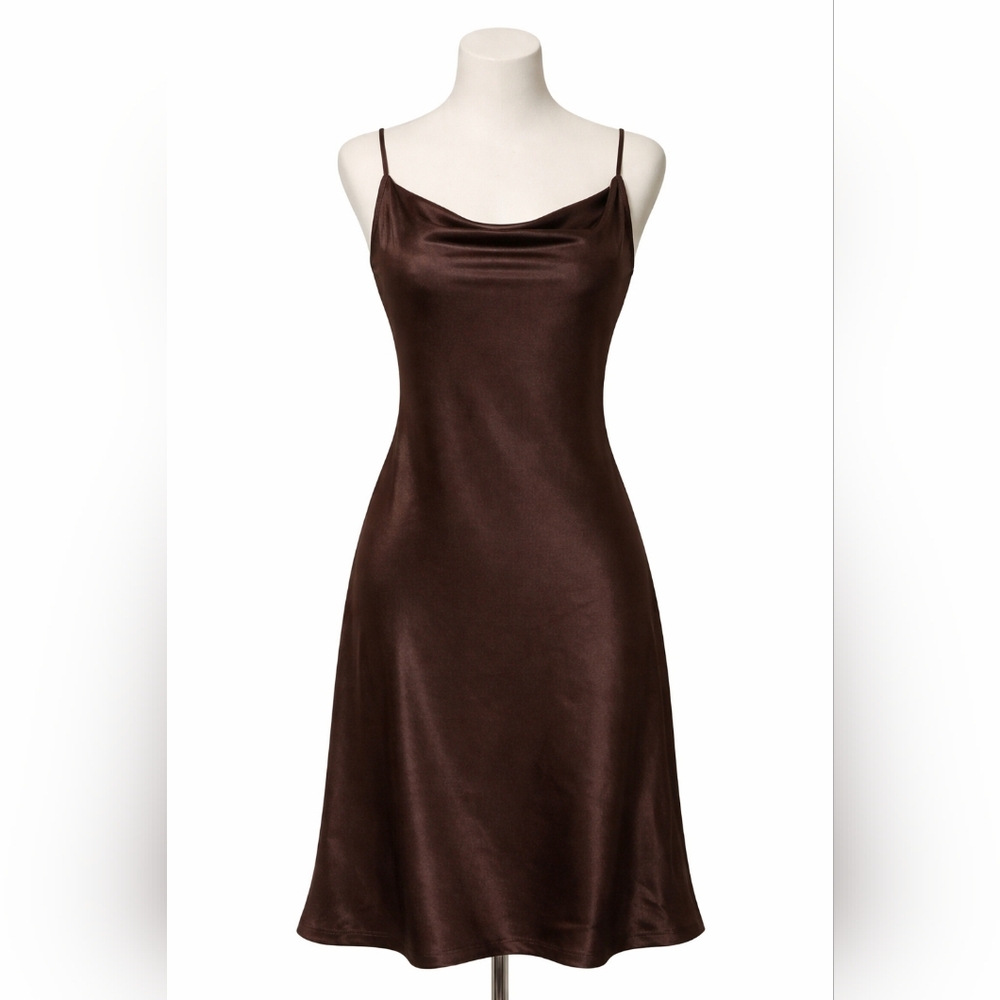 🟤Luxurious Satin Slip Dress in Rich Brown
